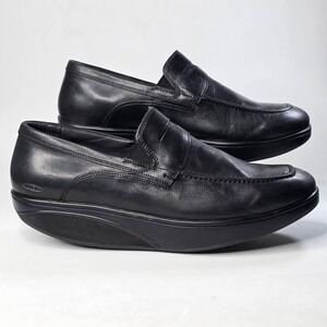 MBT Asante Loafers Mens Size 8.5 EU 42 Black Leather Rocker Bottom Slip On Shoes